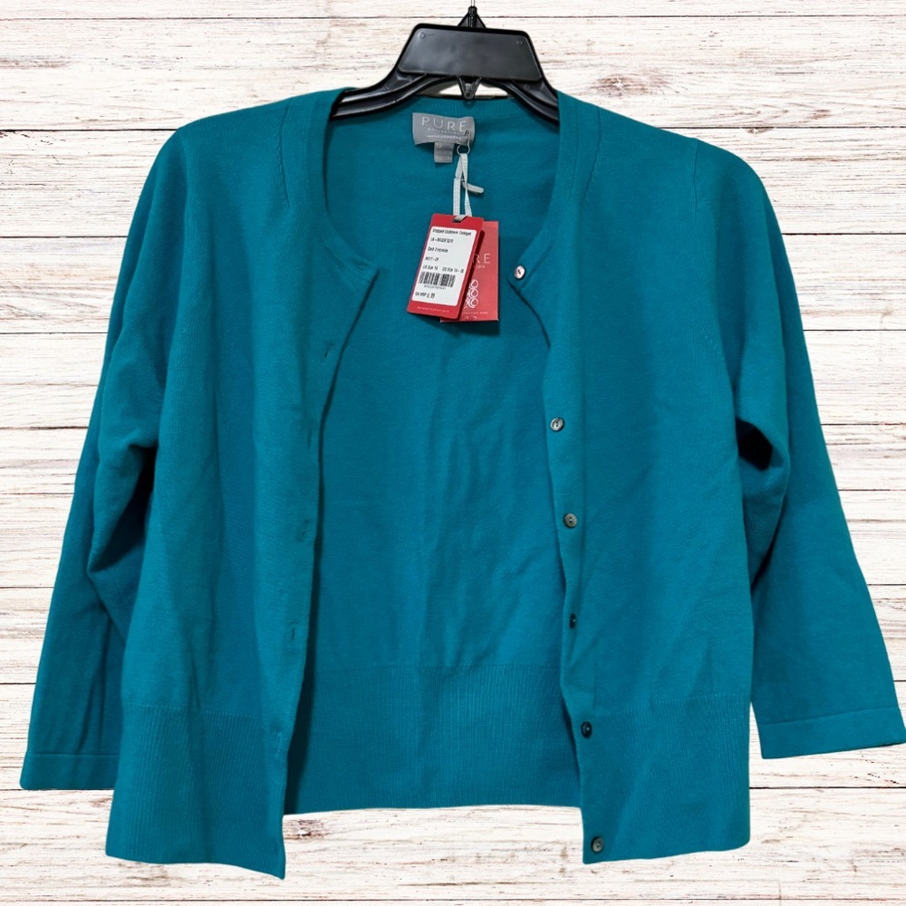 Pure Collection Cropped Cashmere Cardigan, NWT